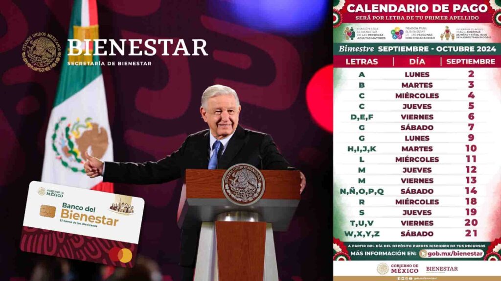 Anuncian calendario de pagos Pensión Bienestar septiembre 2024