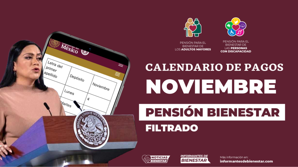 FILTRAN calendario de PAGOS de noviembre de la Pensión Bienestar