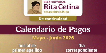 Calendario de pagos de la beca Rita Cetina de junio